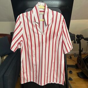 Harshman Anhropologie Andy Red & White Striped Blouse, Size M
